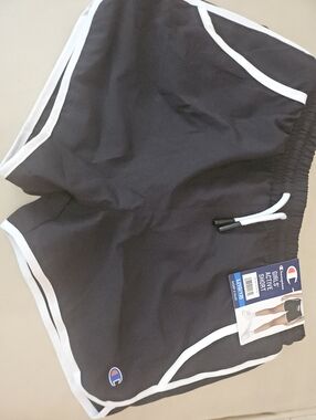 Champion Black Athletic Shorts with White Trim
